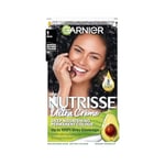 Garnier Nutrisse Permanent Hair Dye, Natural-looking, hair colour result, For All Hair Types, 1 Black