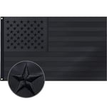 ZGHYBD All Black American Flag 3x5 Ft Embroidered Pure Black US Flag Blackout Tactical