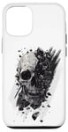 Coque pour iPhone 12/12 Pro Tête de mort éclatée moderne, hard rock, Crâne noir et blanc