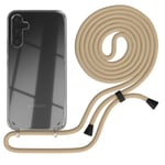 For Samsung Galaxy A34 Phone Case with Shoulder Strap Cord Chain Light Taupe