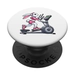 Lapin de Pâques sur vélo elliptique Gym Fitness Workout PopSockets PopGrip Adhésif