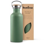 Bambaw Gourde Inox 1l, Gourde Sport Grise, Bouteille d'Eau Non-Isotherme, Gourde Acier, Gourde Reutilisable, Gourde Metal – Vert Sauge