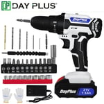 Dayplus - 21V Perceuse sans fil tournevis électrique Pilote sans fil 25+1 couple élevé 45 N.m