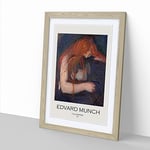 The Vampire Vol.1 By Edvard Munch Exhibition Museum Painting Framed Wall Art Print, Ready to Hang Picture for Living Room Bedroom Home Office Décor, Oak A4 (34 x 25 cm)