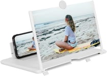 14 '' Loupe Portable Telephone,3d Amplificateur D'écran Support De Téléphone Agrandisseur Ecran Pour Téléphone Intelligent Loupe Adapté Pour Regarder Des Vidéos Sur Tous Les Smartphones(Blanc)