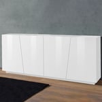 Ahd Amazing Home Design - Buffet cuisine et salon moderne Blanc 200cm 4 Portes 2 placards Vega Day