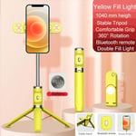 Xiaomi-Perche à Selfie Rotative Sans Fil,Bluetooth,Trépied Renforcé à Distance,Pliable,3 Couleurs,Lumière de Remplissage Rechargeable,Résistant à 360 - Type Yellow with 2 led-M01S