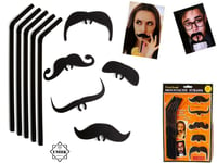 BLACK 5x MOUSTACHE 5x Reusable Straws Top Fun Drink Accessory Hen Party  P619016