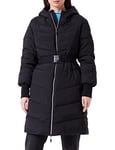 Mexx Women's Midi Length Hooded Padded Jacket Parka, Black, M