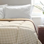 Night Lark - Coverless Duvet - 10.5 Tog - Double - Gingham Collection - Luxury Bedding - Hypoallergenic - Machine Washable - Warm Sand