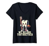 Womens Dentist Valentines Day Tooth Brush We Belong Toothgether V-Neck T-Shirt