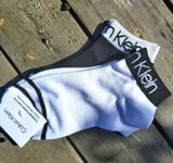 2 Pairs : Genuine CALVIN KLEIN Low Cut Cotton SOCKS White Black UK 4-7 CK2