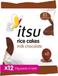 Itsu Milk Chocolate Rice Cakes | Snack Rice Cakes | 24G, Pack of 12 | Healthy