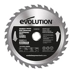 Evolution Power Tools GW180TCT-30CS General Wood Carbide Tipped TCT Blade, For Circular Saws and Mitre Saws, Smooth and Fast Cuts In Wood, Clean, Splinter Free Cut, 30 Teeth, 180 mm