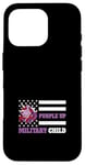 Coque pour iPhone 16 Pro Purple Up Drapeau militaire pour enfant Licorne