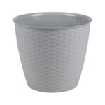 Urban Living SUNNYDAYS Garden & Plastic - Cache Pot Plastique Effet ROTIN DIAM 30CM X H23CM Titanium