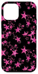 iPhone 12 mini Pink Small Stars On Black Y2K Star Pattern Case