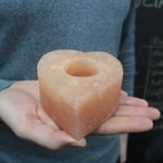 Heart Shaped Natural Pink Himalayan Rock Salt Tea Light Candle Holder