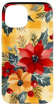 Coque pour iPhone 15 Jaune aquarelle florale rouge Buffalo Plaid Merry Christmas