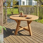 Table de jardin en teck recyclé massif ronde 6 places