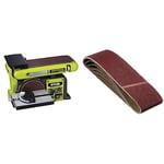 RYOBI - Ponceuse Stationnaire à Bande et à Disque - Puissance 370 W - Livrée avec 1 Bande de Ponçage 50 x 686 mm et 1 Disque de Diamètre 150 mm - RBDS4601G & Silverline 186813 5 Pack 80 Grit