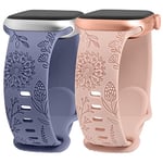 TOYOUTHS Compatible with Apple Watch Straps 38mm 40mm 41mm 42mm, Soft Silicone Sport Strap Women Dandelion Engraved Pattern Replacement Bands for iWatch Series 10/9/8/7/SE/6/5/4/3/2/1, Blue/Pink