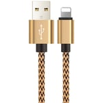 Stofbeklædt iPhone / iPad Lightning kabel - Guld - 0.20 m