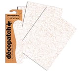 Décopatch C444O - Une pochette de 3 feuilles de papier imprimé 30x40 cm, Craquelé Blanc, Modèle 444