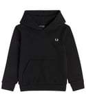 Fred Perry Mens Laurel Back Kids Black Hooded Sweatshirt Cotton - Size 6-7Y