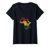 Womens African Map Black History Month Celebration Culture Elephant V-Neck T-Shirt