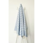 La Maison D'amelie - Fouta 100 cm x 200 cm Ibiza bleu brise rayures blanches - 100% coton - finition franges