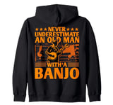 Old Man With A Banjo Player Music Playing Lover Musician Zip Hoodie