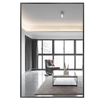 Poshions Miroir Mural Rectangulaire 61x91cm Miroir à Suspendre Noir Dressing Mirroir pour Salon Chambre Salle de Bain Couloir Cadre en Alliage d'aluminium