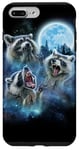 Coque pour iPhone 7 Plus/8 Plus Cosmic Raccoon Trio hurlant sous la galaxie glacée au clair de lune