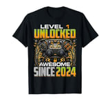 Level 1 Unlocked Awesome Since 2024 1st Birthday Gaming T-Shirt