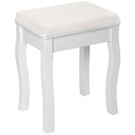 TecTake Tabouret Pouf pour Coiffeuse avec Coussin Petite Chaise en Bois Blanc | env. 40x30x51cm