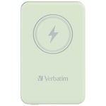 Verbatim Magnetic Power Bank 5000 mAh, Wireless Charger 15 W, 20 W PD via USB-C, Power Bank Small and Magnetic for iPhone 15, 14, 13, 12, Pro, Max, Samsung, iPad, Green