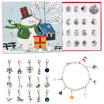Advent Christmas Charm Calendar, Advents Calender for Girls 2021, DIY Christmas Advent Calendar Bracelet Necklace Set, Fashion Jewelry Set, Pendant Jewelry, Beautiful Gifts for Girls (24pcs) (snowman)