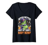 Womens Spooky Halloween Witch Baby Bump for Pregnant Woman V-Neck T-Shirt