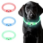 Coolzon LED Collier Lumineux 3 Changement Couleur, Collier Rechargeable et Longueur Ajustable, Imperméable Découpable Collier pour Chien Chat Petit Moyen Grand