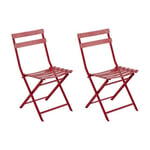 Chaise de jardin pliante - Hesperide - Lot de 2 - Métal - Rouge - Facile à nettoyer