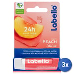 3x Labello Lip Balm Peach Shin 85035