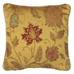 Paoletti Riva Zurich Coussin Rempli Jaune - Conception Décorative Jacquard Florale - Canalisé Edges - Réversible - 100 Cas (22" X 22" Pouces) - Conçu Au Royaume-Uni, Polyester, Or, 55 X 55 Cm