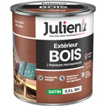 Julien - Peinture Bois Microporeux Extérieur Satin - Portes, fenêtres, portails, mobilier de jardin - Brun Cuivre 0,5 l