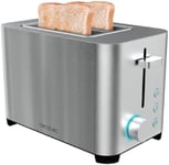 Cecotec Grille-pain YummyToast - Avec une longue fente, surfaces en acier inoxydable, 5 niveaux de puissance, 2 fonctions préconfigurées, tiroir ramasse-miettes (850 W)