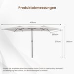 Dubbelparasoll 426 x 265 cm rektangulärt parasoll UV-skydd beige