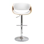 Miliboo - Tabouret de bar design réglable blanc et bois clair bent