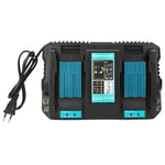 Dubbel batteriladdare med USB-gränssnitt DC18RD Passar för Makita BL1830 Bl1430 14.4-18VEU Plugg 110-230V