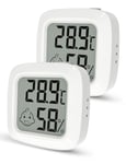 Thermomètre Hygromètre Intérieur Digital Mini, Moniteur de Température et Humidimètre à Haute Précision, Thermo Hygromètre, sélectionnable ¿/¿, dos magnétique (blanc - 2 pièces)