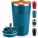 Kaffe Mugg 17oz - Isolerad Kaffe Resmugg Spill Proof med Läcksäker Lock Vakuum Rostfritt Stål Termos Kaffe Tumblers